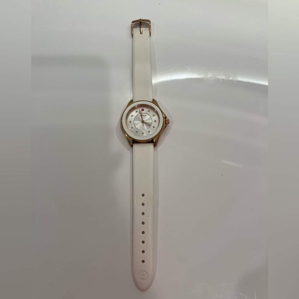 Michele watch teenager white and rose gold silicone band
